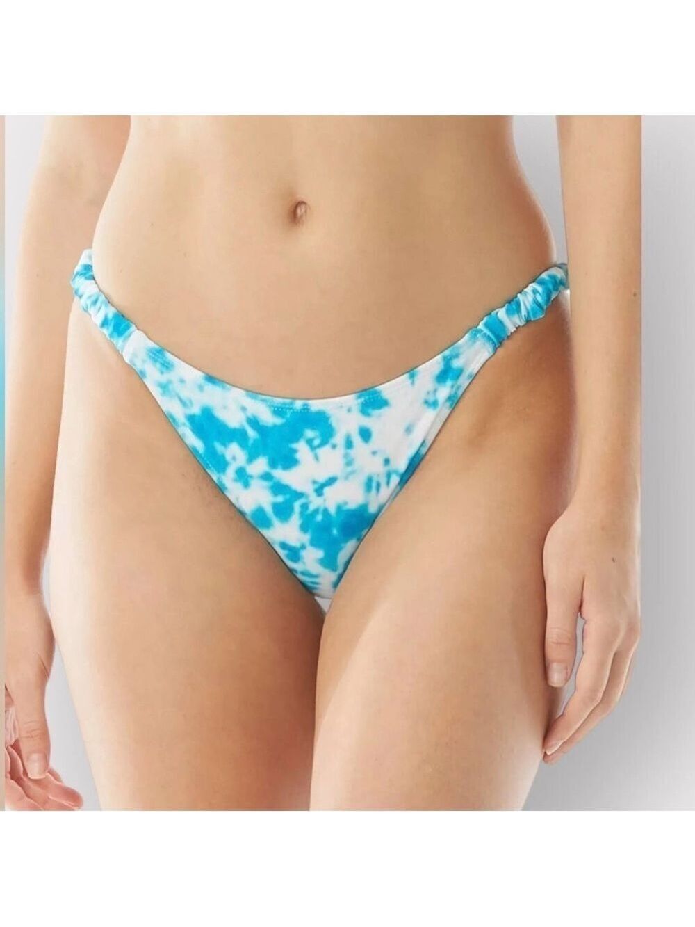 P168 Sundazed NEW Tie-Dye Bikini Swim Bottoms Large Low Rise Blue White Auction